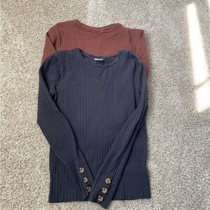 Zara Ribbed Tops in Black and Brown